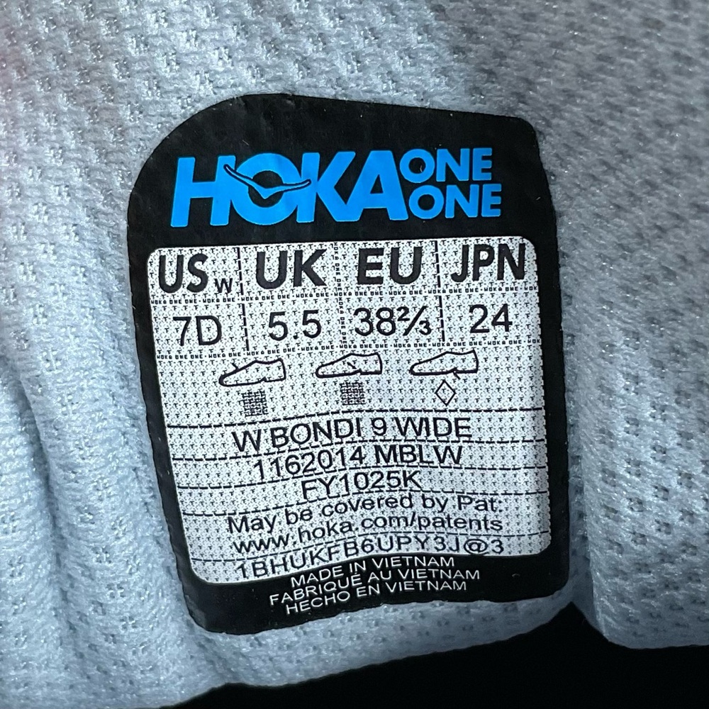 Hoka One Bondi 9 Running Shoes Women’s 7 D WIDE Blue White Pink 1162014 MBLW - Picture 9 of 9